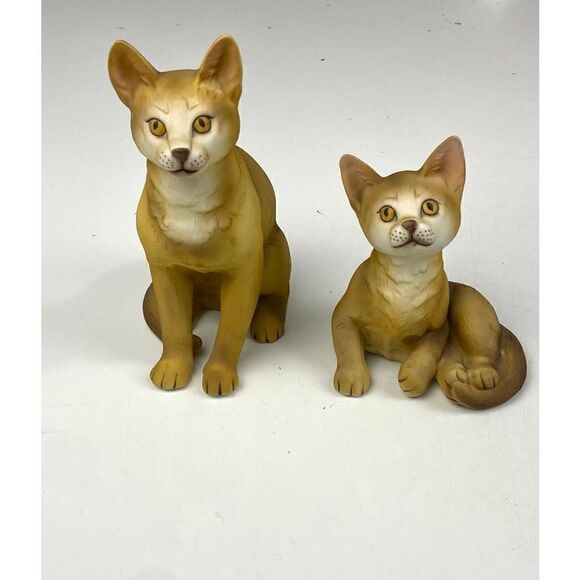 Aldon Other - Vintage Fine Grain Porcelain Feline Cat Figurine Tan Set of 2 By Aldon Japan DF1